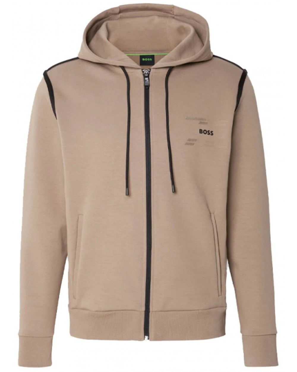 BOSS Mens Saggy Tape Logo Hoodie Green 1 BOSS Mens Saggy Tape Logo Hoodie Green