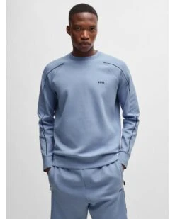 BOSS Mens Salbo 1 Sweatshirt Open Blue -Repertoire Fashion Store boss mens salbo 1 sweatshirt open blue p45171 292151 image