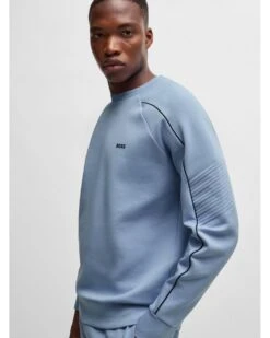 BOSS Mens Salbo 1 Sweatshirt Open Blue -Repertoire Fashion Store boss mens salbo 1 sweatshirt open blue p45171 292161 image