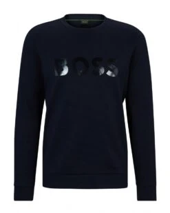 BOSS Mens Salbo Mirror Logo Sweatshirt Navy