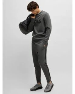 BOSS Mens Salbo Tape Logo Sweatshirt Dark Grey -Repertoire Fashion Store boss mens salbo tape logo sweatshirt dark grey p45951 303069 image