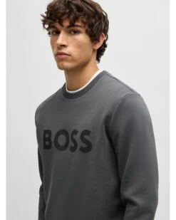 BOSS Mens Salbo Tape Logo Sweatshirt Dark Grey -Repertoire Fashion Store boss mens salbo tape logo sweatshirt dark grey p45951 303079 image