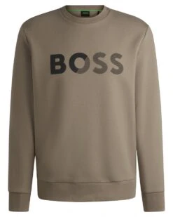 BOSS Mens Salbo Tape Logo Sweatshirt Green