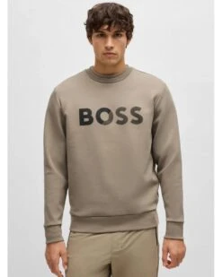 BOSS Mens Salbo Tape Logo Sweatshirt Green -Repertoire Fashion Store boss mens salbo tape logo sweatshirt green p45952 306958 image