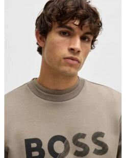 BOSS Mens Salbo Tape Logo Sweatshirt Green -Repertoire Fashion Store boss mens salbo tape logo sweatshirt green p45952 306963 image