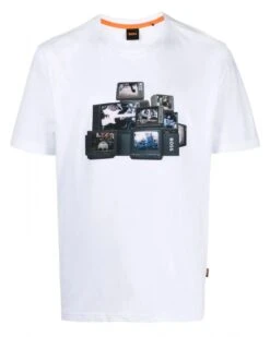 BOSS Mens Stack Mushroom T Shirt White