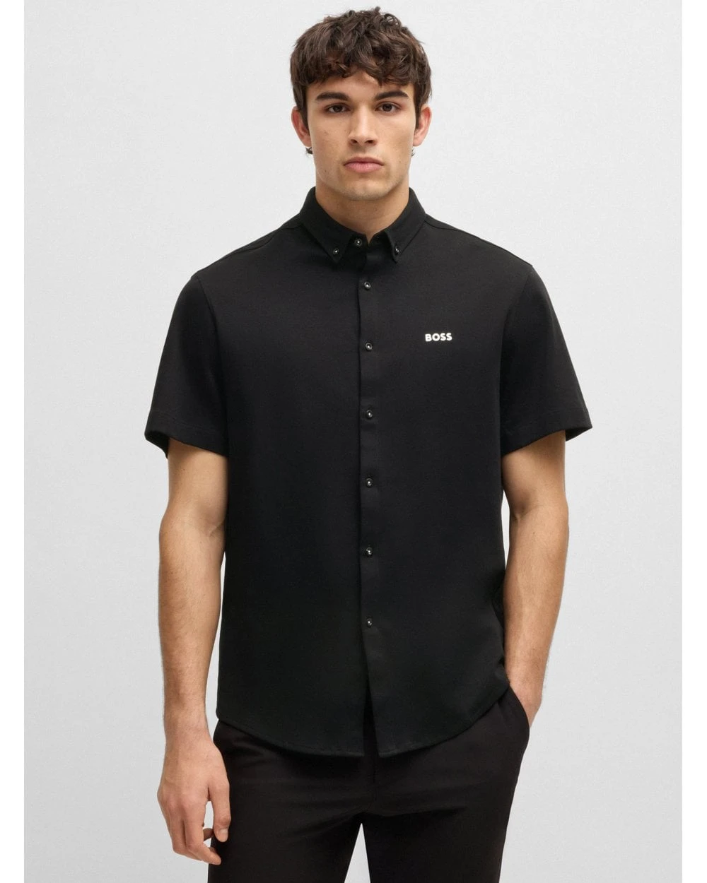 BOSS Mens Style B Motion Short Sleeve Shirt Black 2 BOSS Mens Style B Motion Short Sleeve Shirt Black - Image 2