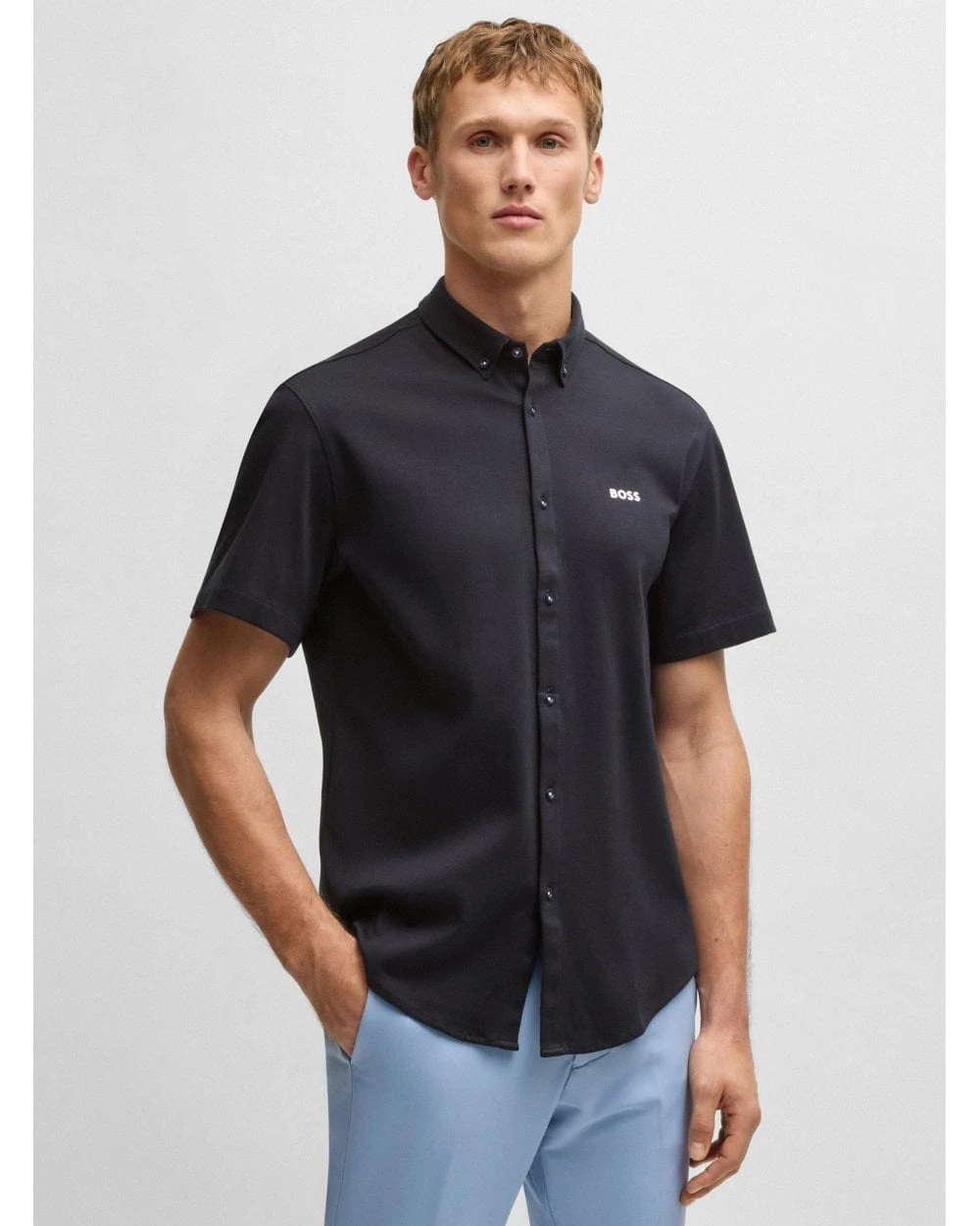 BOSS Mens Style B Motion Short Sleeve Shirt Dark Blue 3 BOSS Mens Style B Motion Short Sleeve Shirt Dark Blue - Image 3