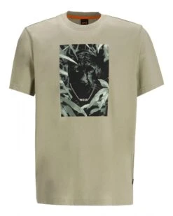 BOSS Mens Style TE_Animali Graphic Print T-Shirt Green