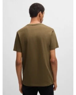 BOSS Mens Tales Logo Patch T-Shirt Khaki Green -Repertoire Fashion Store boss mens tales logo patch t shirt khaki green p45677 299039 image