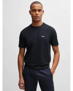 BOSS Mens Tee Contrast Logo T-Shirt Dark Blue -Repertoire Fashion Store boss mens tee contrast logo t shirt dark blue p46489 307810 image