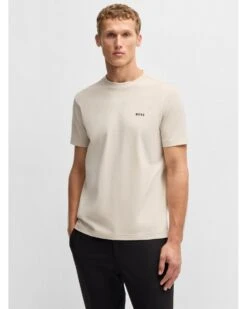 BOSS Mens Tee Contrast Logo T-Shirt Light Beige -Repertoire Fashion Store boss mens tee contrast logo t shirt light beige p46490 309076 image