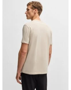 BOSS Mens Tee Contrast Logo T-Shirt Light Beige -Repertoire Fashion Store boss mens tee contrast logo t shirt light beige p46490 309088 image