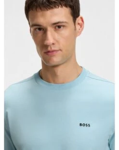 BOSS Mens Tee Logo T-Shirt Light Blue -Repertoire Fashion Store boss mens tee logo t shirt light blue p46620 315017 image