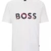 BOSS Mens Teeart Relaxed Fit Camo Logo T Shirt, White Tee
