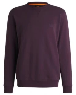 BOSS Mens Westart Patch Logo Sweatshirt Dark Purple