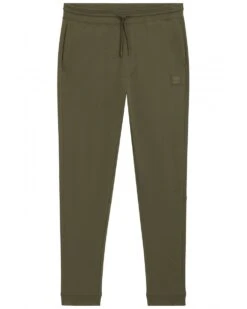 BOSS Mens Westart Patch Logo Tracksuit Bottoms Olive Green
