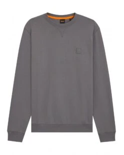 BOSS Mens Westart Terry Logo Patch Sweatshirt Grey