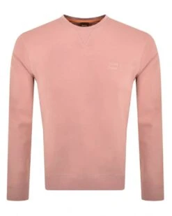 BOSS Mens Westart Terry Sweatshirt Open Pink