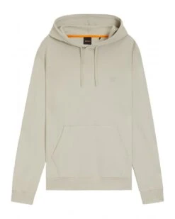 BOSS Mens WeTalk Terry Logo Patch Hoodie Light Beige