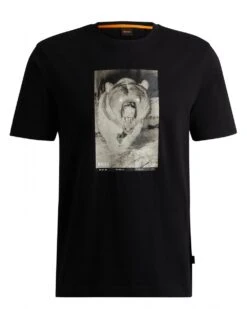 BOSS Mens Wild Bear Print T-Shirt Black