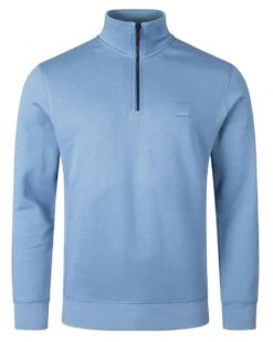 BOSS Mens Zetrust Patch Logo Zip Sweatshirt Light Pastel Blue