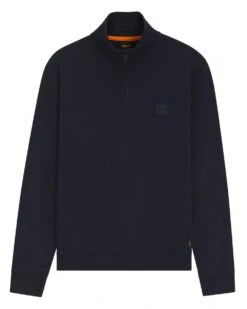 BOSS Mens Zetrust Zip Neck Sweatshirt Dark Blue