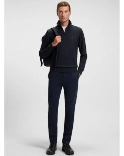 BOSS Mens Zetrust Zip Neck Sweatshirt Dark Blue -Repertoire Fashion Store boss mens zetrust zip neck sweatshirt dark blue p46668 315784 image