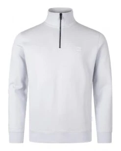 BOSS Mens Zetrust Zip Neck Sweatshirt Light Grey