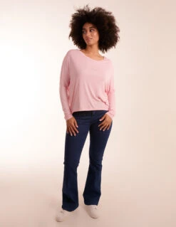 Batwing High Low Top(Pink Batwing High Low Tee Top) -Repertoire Fashion Store bv091 pink 11129