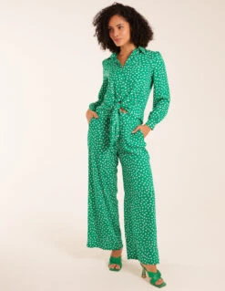 Polka Dot Oversized Shirt & Trouser Set -Repertoire Fashion Store bv233942 green8475