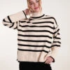 Wide Stripe Roll Neck Jumper(Cream Wide Stripe Roll Neck Jumper)