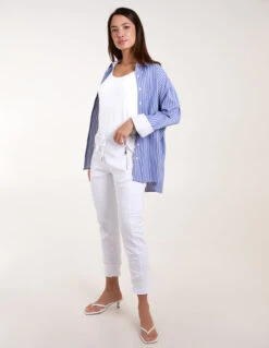 Zip Drawstring Trousers(White Zip Drawstring Trousers)