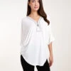 Studded Half Zip Front Top(Ivory Studded Half Zip Front Top) -Repertoire Fashion Store bv245434 ivory 8048