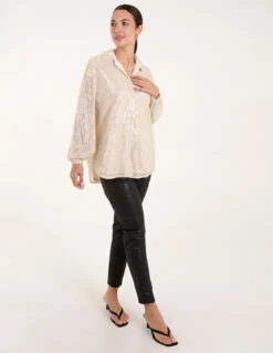 Sequin Shirt(Gold Sequin Shirt) 6 Sequin Shirt(Gold Sequin Shirt) -Repertoire Fashion Store bv246422 champagne 0120