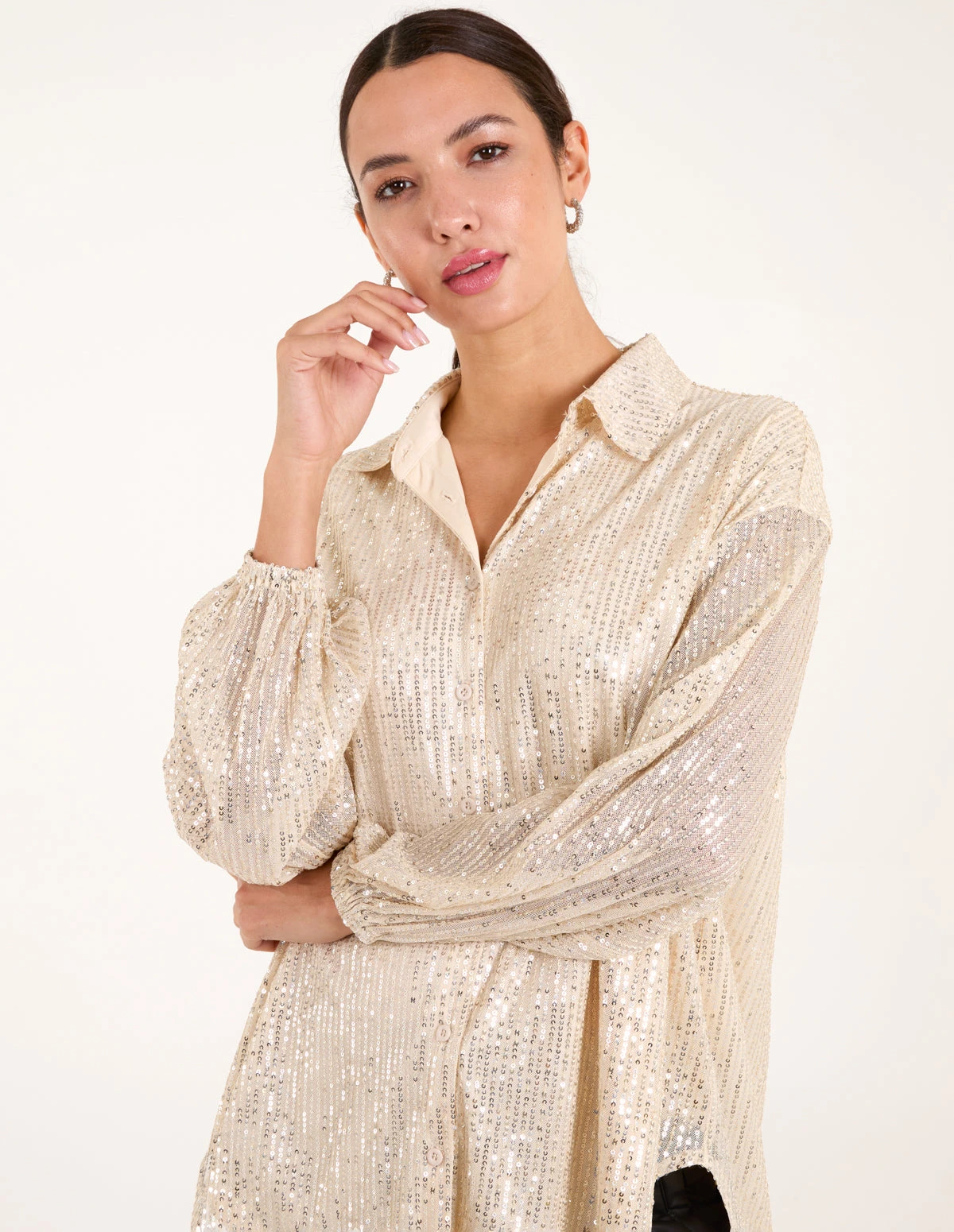 Sequin Shirt(Gold Sequin Shirt) 2 Sequin Shirt(Gold Sequin Shirt) - Image 2