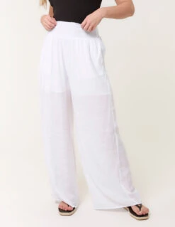 Shirred Trousers(White Shirred Trousers) 5 Shirred Trousers(White Shirred Trousers) -Repertoire Fashion Store bv257216 white 54373