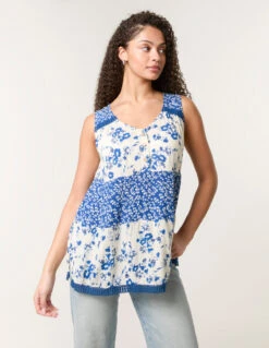 Crochet Mix Button Front Top(Ivory Crochet Mix Button Front Top)