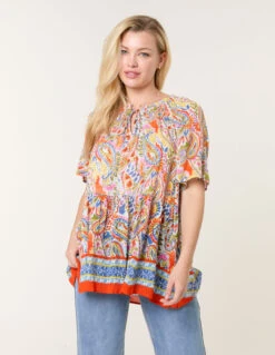 Paisley Tie Front Top(Paisley Tie Front Top)