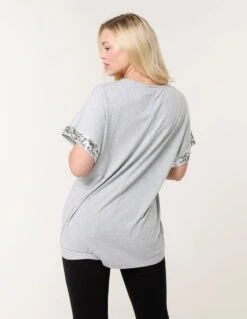 Sequin Trim Oversized Top(Grey Sequin Trim Oversized Top) -Repertoire Fashion Store bv257416 grey 54193