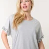 Sequin Trim Oversized Top(Grey Sequin Trim Oversized Top)