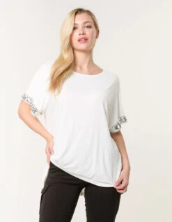 Sequin Trim Oversized Top(Ivory Sequin Trim Oversized Top)