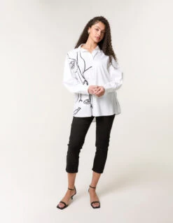 Oversized Embroidered Shirt(Oversized Embroidered Shirt) -Repertoire Fashion Store bv257420 white 50781
