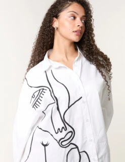 Oversized Embroidered Shirt(Oversized Embroidered Shirt) -Repertoire Fashion Store bv257420 white 50793