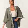 Embellished Kimono(Khaki Embellished Kimono) 8 Embellished Kimono(Khaki Embellished Kimono) -Repertoire Fashion Store bv257438 khaki 5967 164