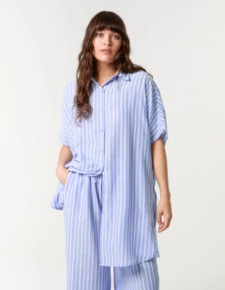 Oversized Pinstripe Shirt(Blue Oversized Pinstripe Shirt)
