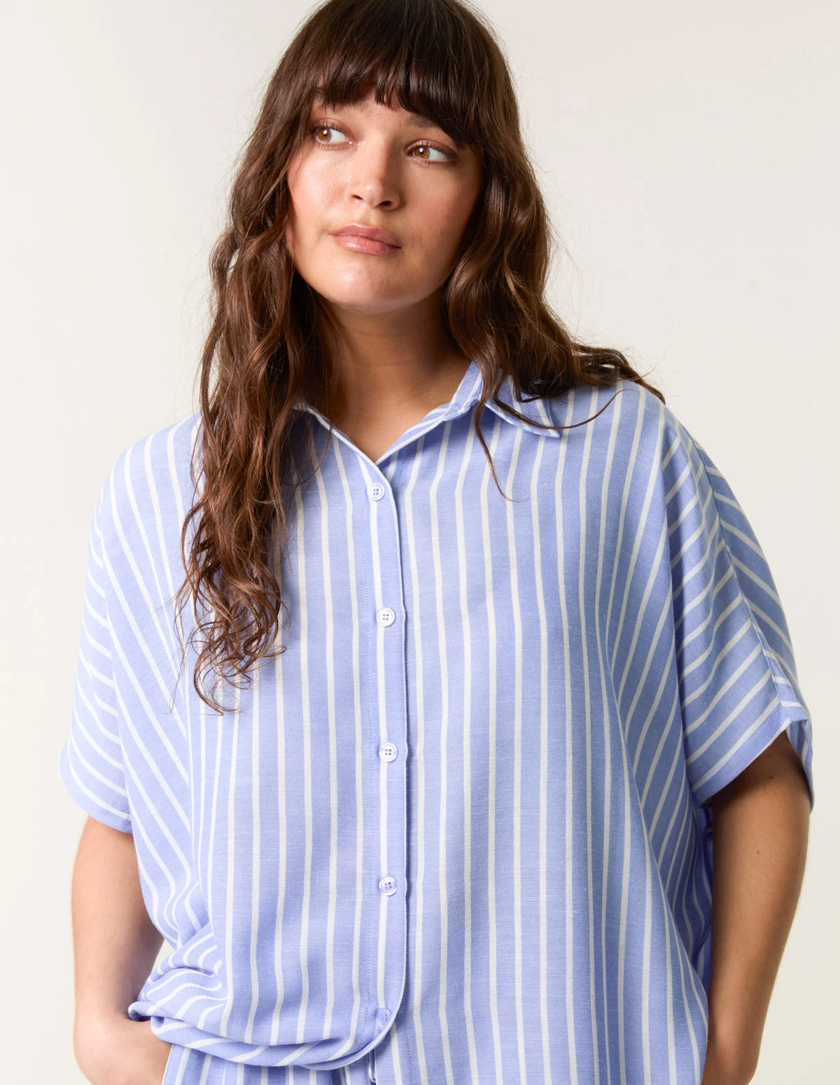 Oversized Pinstripe Shirt(Blue Oversized Pinstripe Shirt) 3 Oversized Pinstripe Shirt(Blue Oversized Pinstripe Shirt) - Image 3
