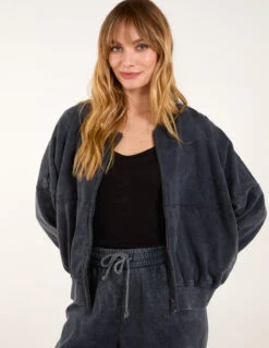 Acid Wash Bomber Jacket & Joggers Set(Charcoal Acid Wash Bomber Jacket Joggers Set) -Repertoire Fashion Store bv257866 charcoal 59656