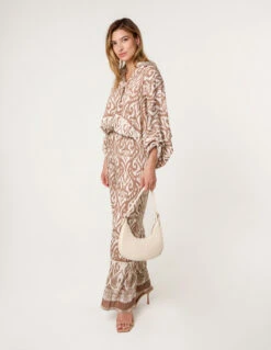 Printed Elasticated Trouser(Mocha Printed Elasticated Trouser)