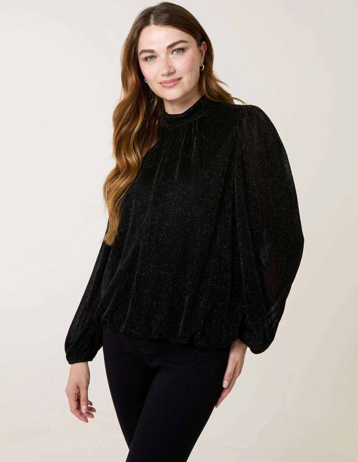 Lurex High Neck Puff Ball Top(Lurex High Neck Puff Ball Top) 2 Lurex High Neck Puff Ball Top(Lurex High Neck Puff Ball Top) - Image 2